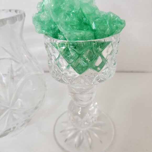 Vintage Julia Crystal 24% Lead Cut Glass Candle Holder/vase 11" Made in Poland - Picture 4 of 8